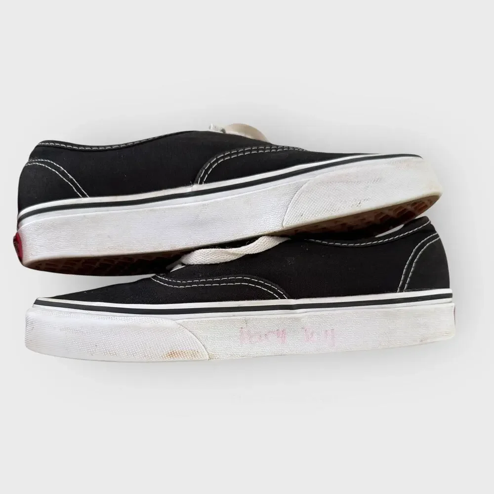 Vans Authentic Canvas Skate Shoes US 5 Black Low Top Lace Up Classic Sneakers